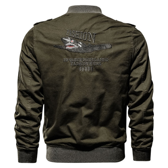 Herren Canvas-Bomberjacke im Pilotenstil mit Patch‑Applikationen und Utility-Taschen Shop Nory