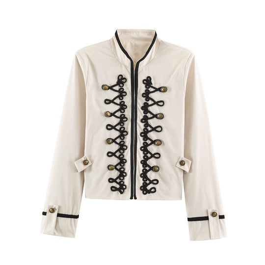Damen Cropped Jacke im Matrosen‑Militär‑Mix mit Zierkordeln und Messingknöpfen Shop Nory