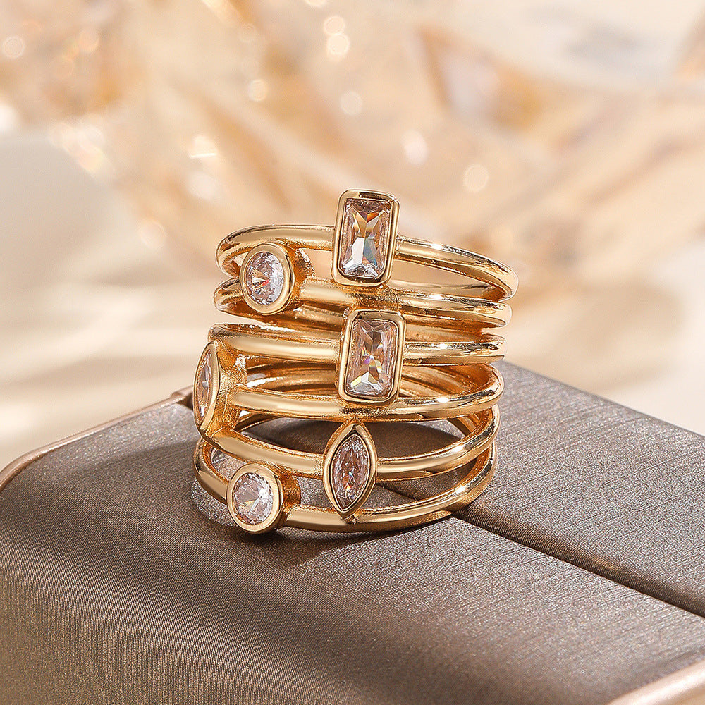 Damen Mehrreihiger Ring mit bunten Edelsteinen Shop Nory