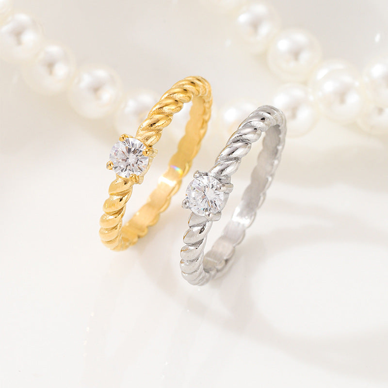 Damen Zarter und eleganter Verlobungsring mit geschwungenem Design Shop Nory