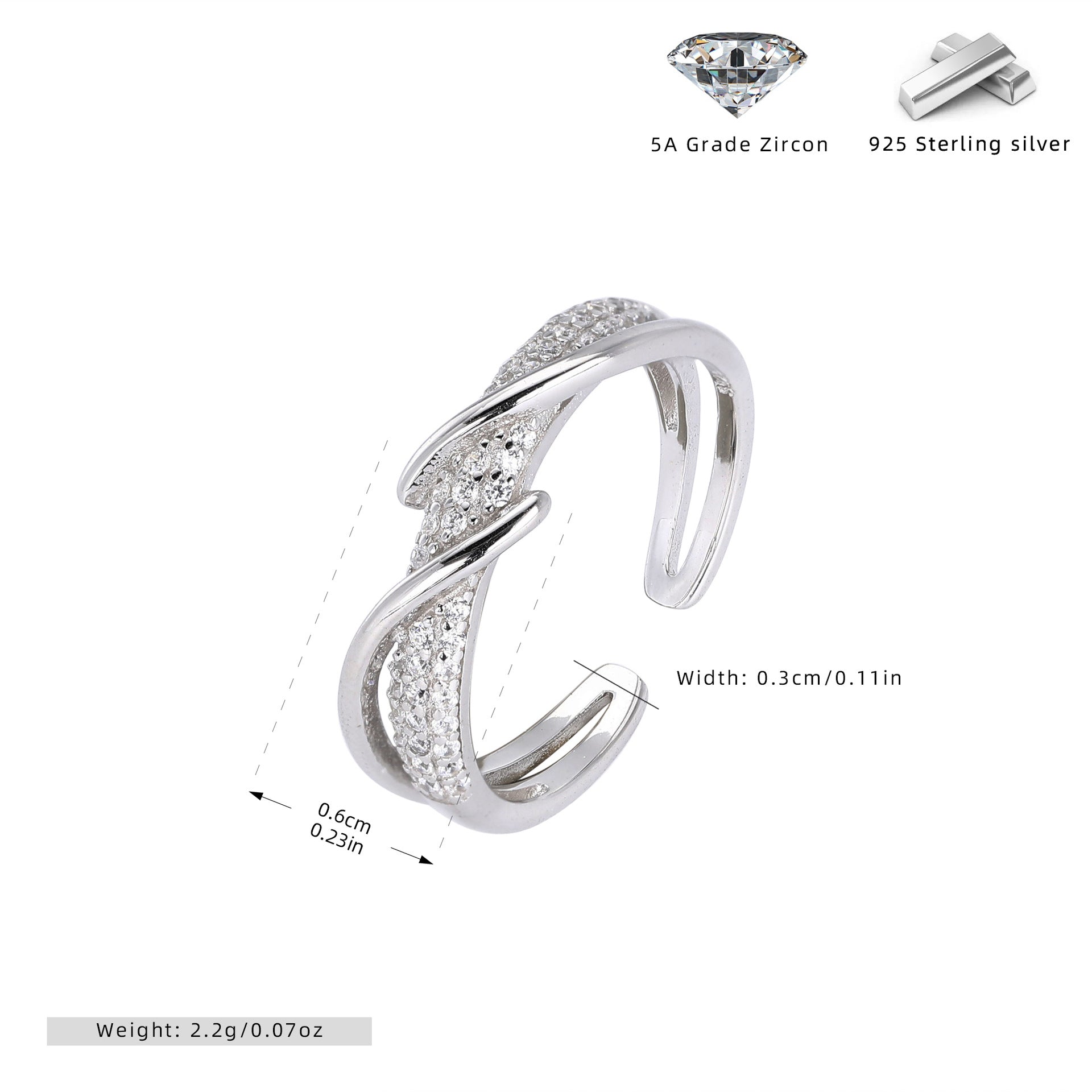 Damen Ring mit geschwungenem Design und funkelndem Zirkonbesatz Shop Nory