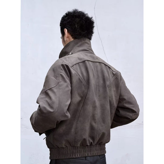 Herren Kurzjacke aus Veloursleder-Optik mit Reißverschluss und elastischem Saum Shop Nory