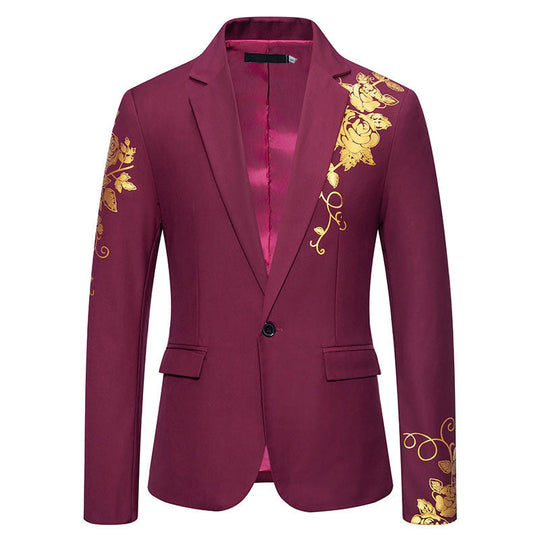 Herren eleganter Blazer mit floralem Stickdesign und feinen Details