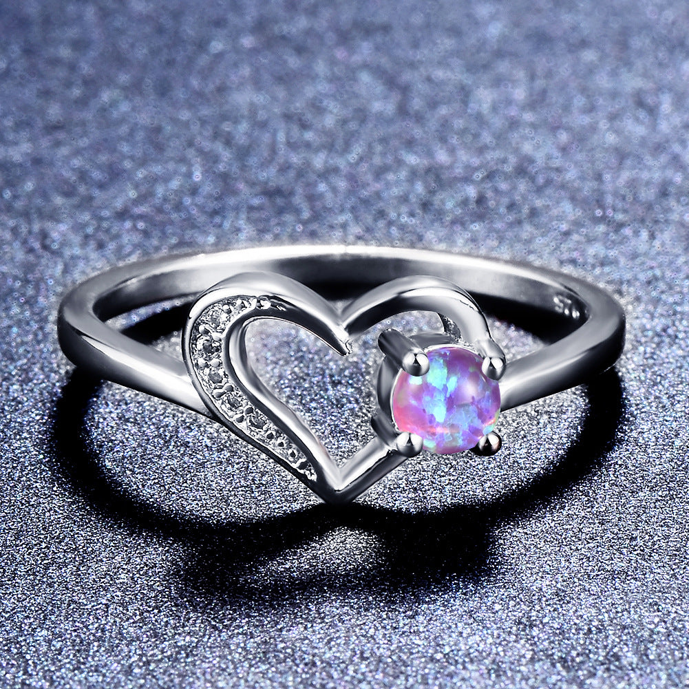 Damen Ring mit herzförmigem Design und funkelndem Opal Shop Nory