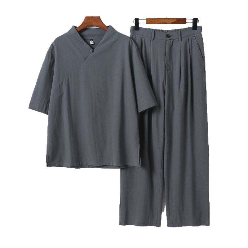 Unisex Locker sitzendes Lounge-Set im Kimono-Stil mit halblangem Arm und elastischer Bundhose Shop Nory