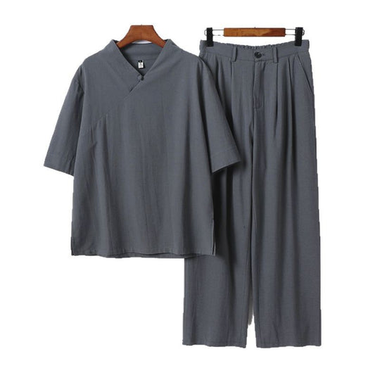 Unisex Locker sitzendes Lounge-Set im Kimono-Stil mit halblangem Arm und elastischer Bundhose Shop Nory