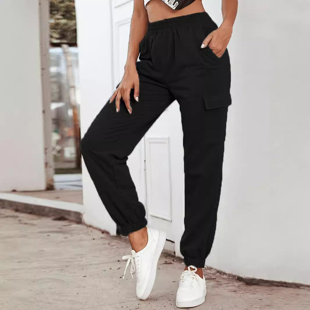 Damen Cargo-Hose mit elastischem Bund und praktischen Taschen