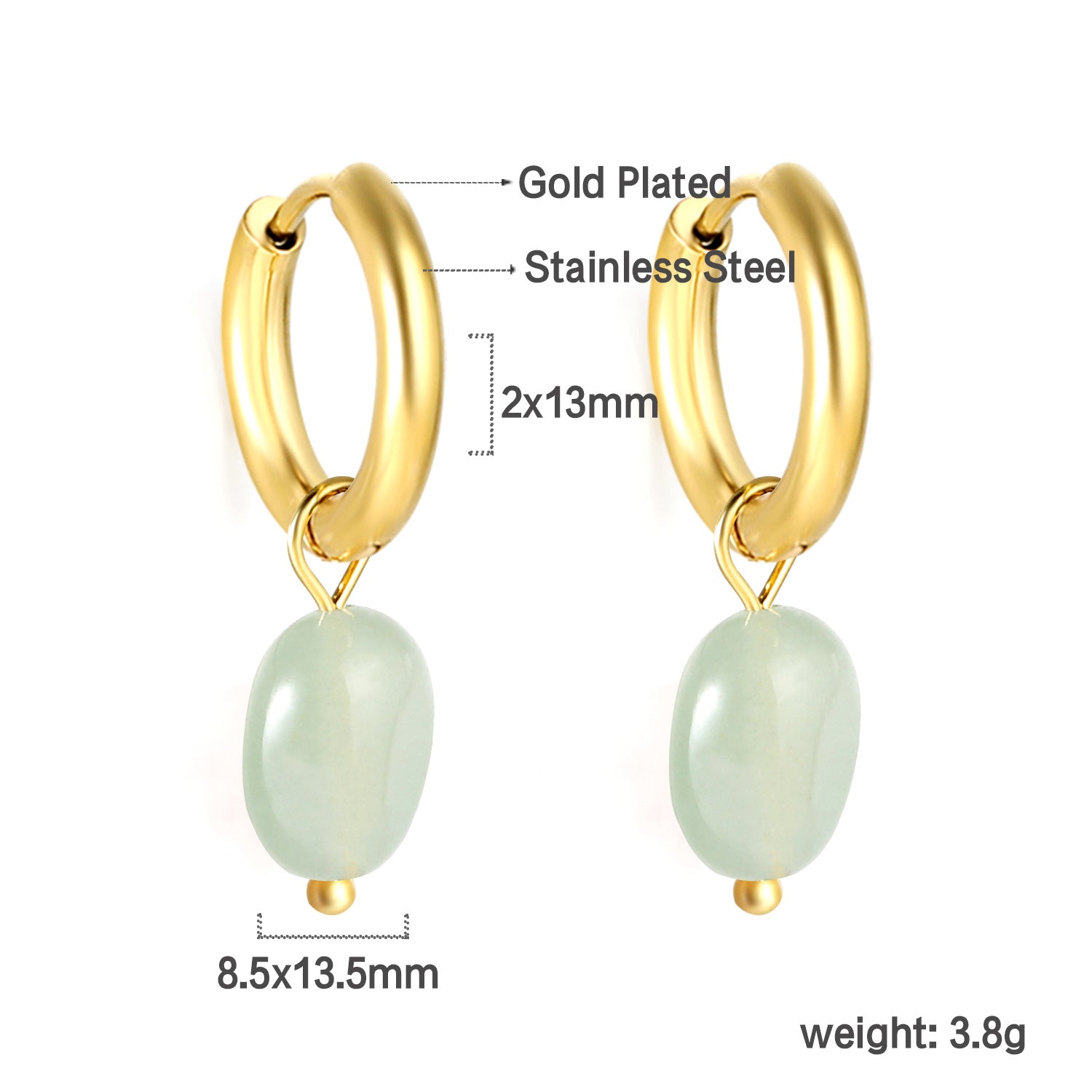 Damen Ohrstecker mit herzförmigem Anhänger aus goldplattiertem Edelstahl Shop Nory