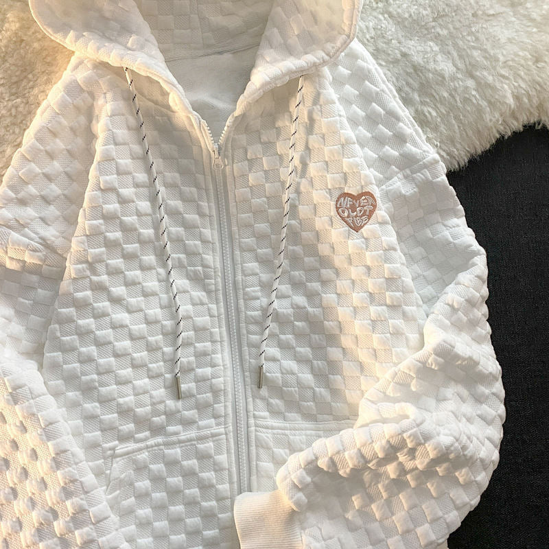Damen Kapuzenjacke aus strukturiertem Material mit praktischen Taschen und modischem Design
