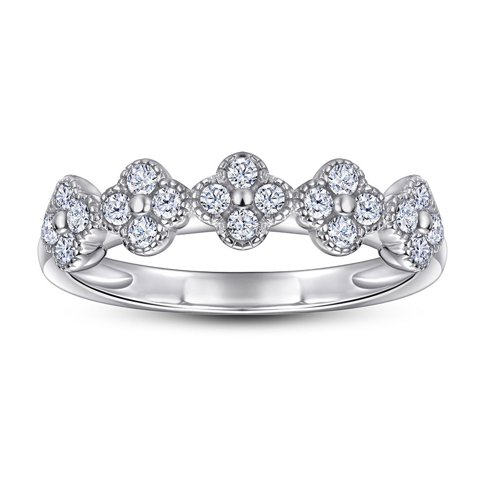 Damen Verlobungsring Set mit floralen Motiven und funkelndem Zirkonia Shop Nory