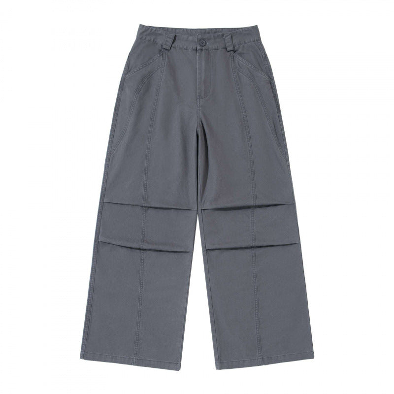 Damen weite Cargo‑Hose mit Stufennaht, hoher Taille und breitem Bein Shop Nory