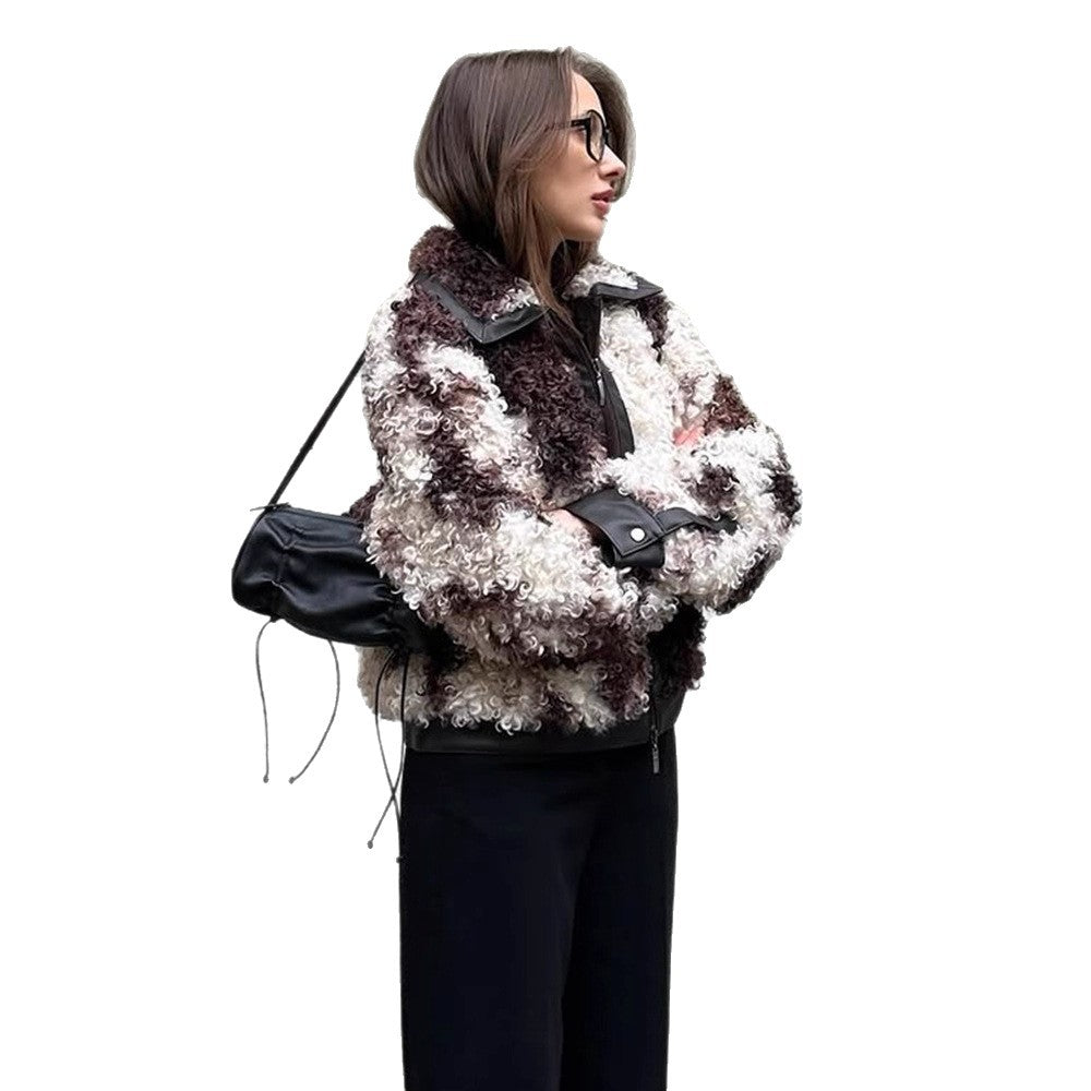 Damen Kurzblouson aus lockigem Bouclé‑Fauxfur mit Lederoptik‑Besatz Shop Nory