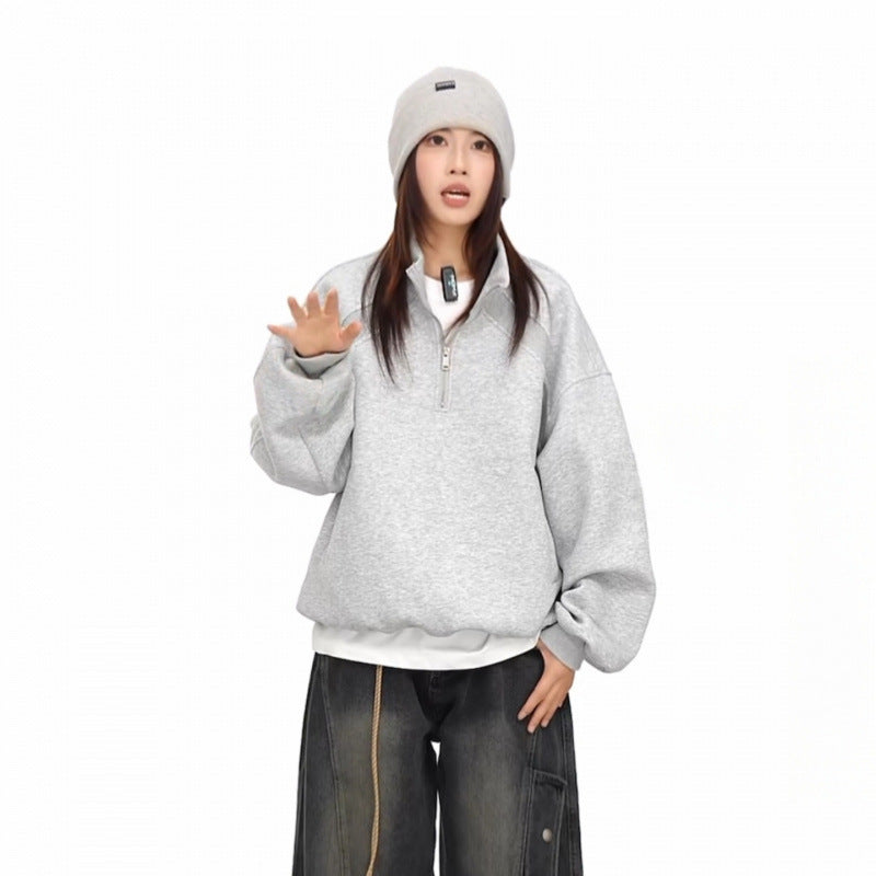 Unisex Halbzip-Sweatshirt mit Raglanärmeln, Eingrifftaschen und geripptem Saum Shop Nory