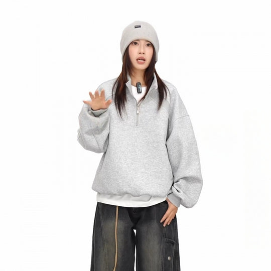 Unisex Halbzip-Sweatshirt mit Raglanärmeln, Eingrifftaschen und geripptem Saum Shop Nory