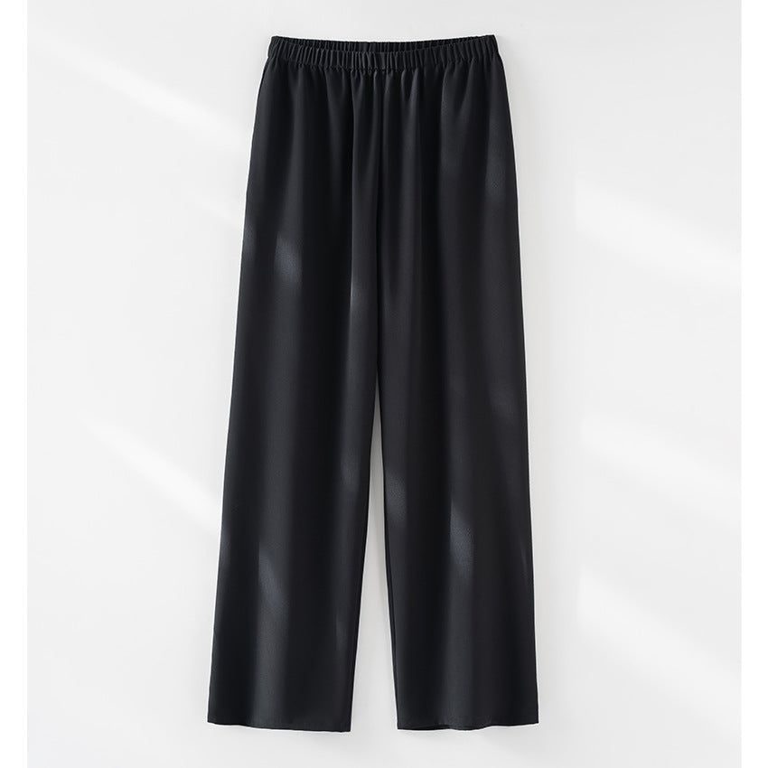 Damen Weite Satin-Hose mit Elastikbund und fließender Palazzo-Silhouette Shop Nory