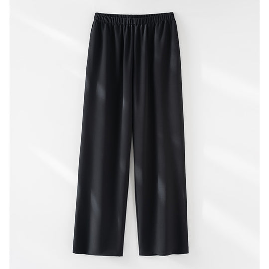 Damen Weite Satin-Hose mit Elastikbund und fließender Palazzo-Silhouette Shop Nory