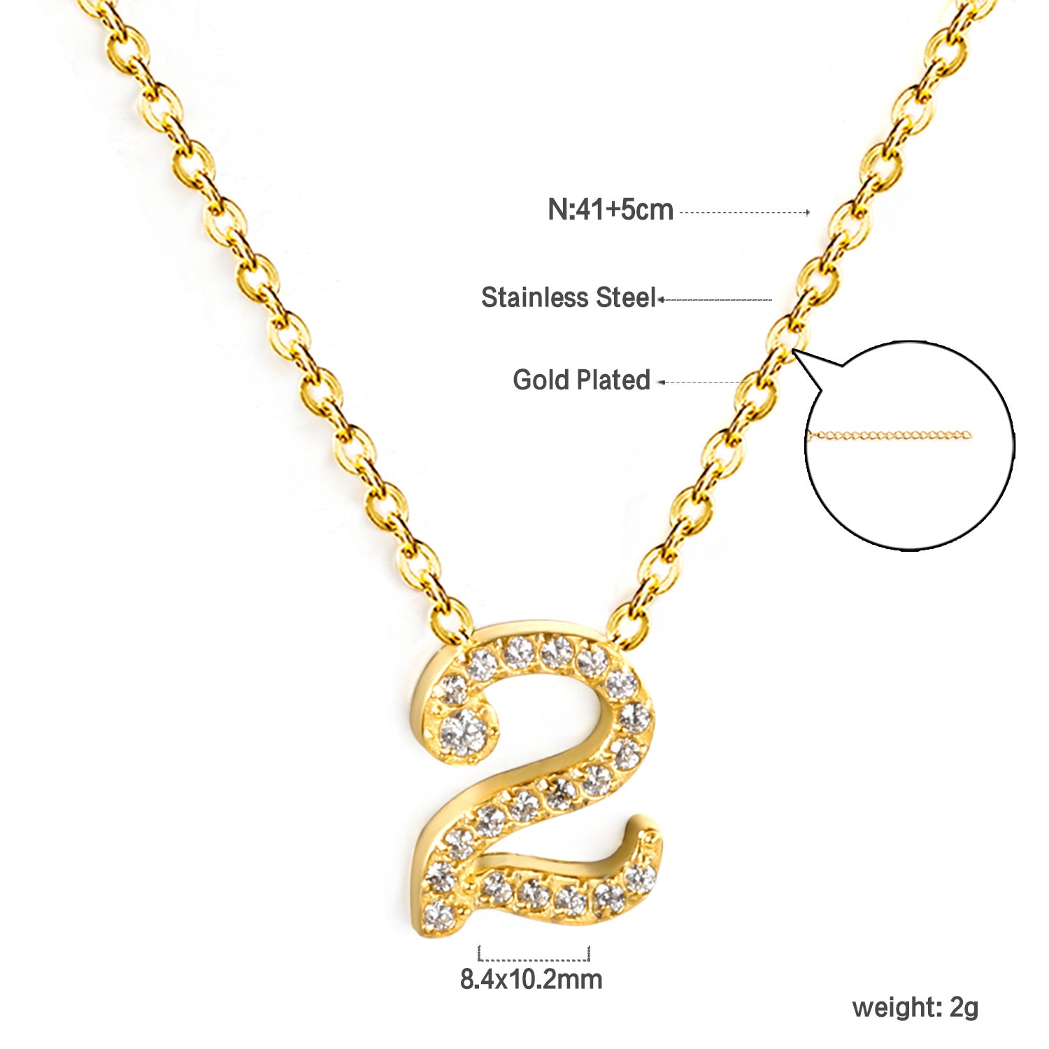 Damen Halskette mit funkelndem Ziffern-Anhänger aus hochwertigem Edelstahl Shop Nory