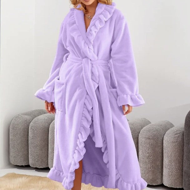Damen nan luxuriöser Morgenmantel mit Rüschenkragen, extra-langer Schnitt und Bindegürtel Shop Nory