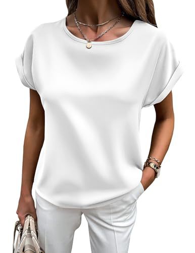 Satin-T-Shirt mit Umgeschlagenen Ärmeln für Damen