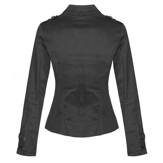 Damen Taillierte Militärjacke mit Stehkragen und dekorativer Kordelverzierung Shop Nory
