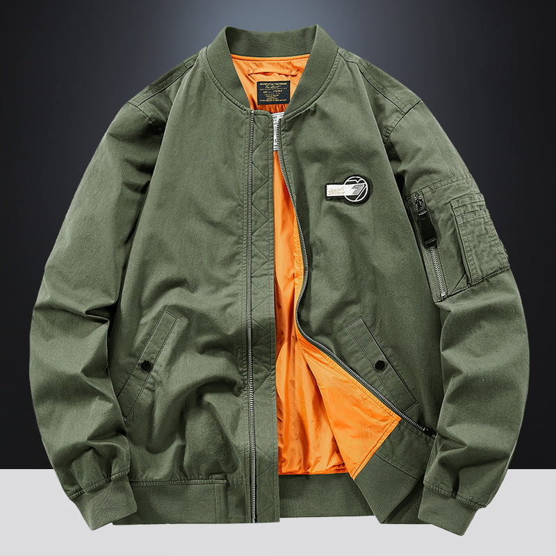Herren Bomberjacke im Fliegerstil mit kontrastierendem Innenfutter und Ärmeltasche Shop Nory