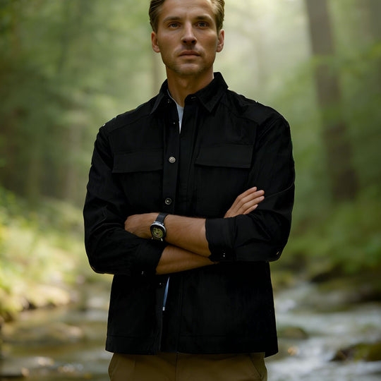 Herren Leichtes Field-Overshirt mit aufgesetzten Brusttaschen und Hemdkragen Shop Nory