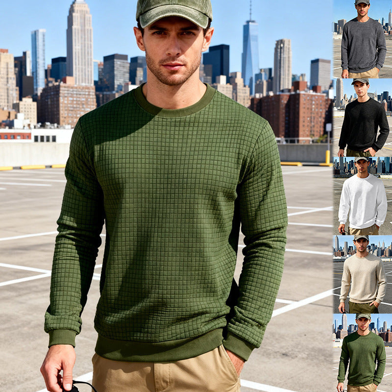 Herren Strukturierter Waffelstrick-Pullover aus Baumwollmix mit Rundhalsausschnitt Shop Nory