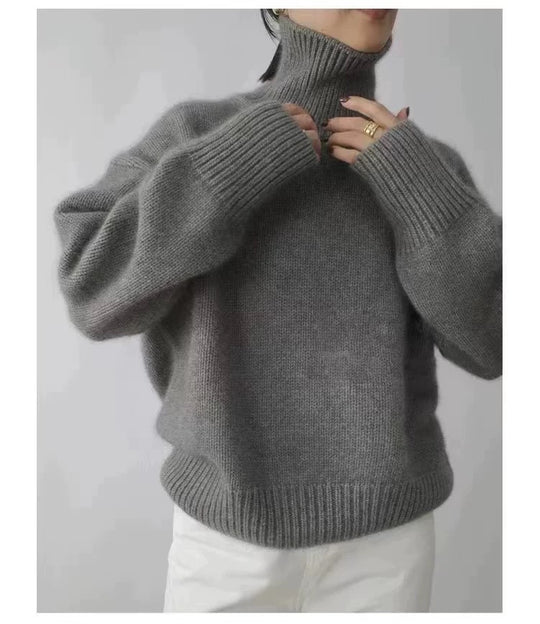 Damen Oversize Feinstrickpullover mit hohem Rollkragen und Seitenschlitzen Shop Nory