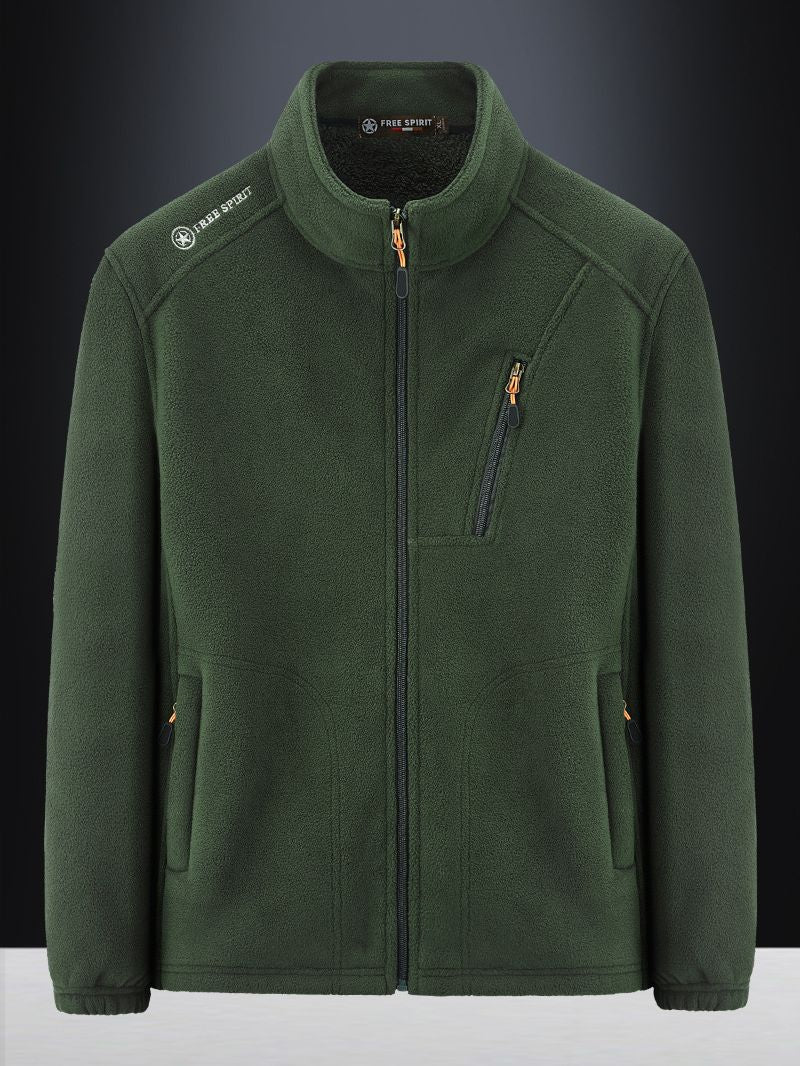 Herren Warme Microfleece-Outdoorjacke mit Brustreißverschluss, Seitentaschen und Stehkragen Shop Nory