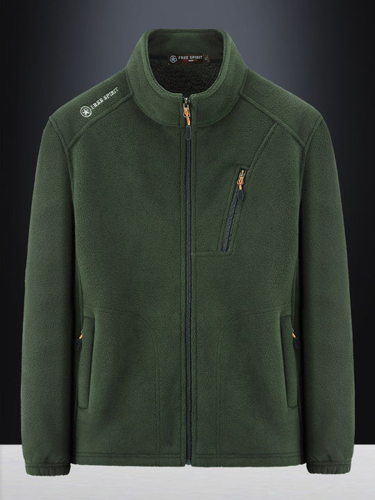 Herren Warme Microfleece-Outdoorjacke mit Brustreißverschluss, Seitentaschen und Stehkragen Shop Nory