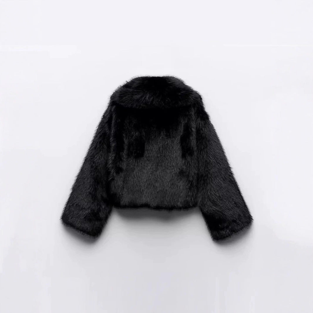 Damen Kurzer Cropped-Kunstpelzblouson mit voluminösem Schalkragen und weicher Innenfütterung Shop Nory