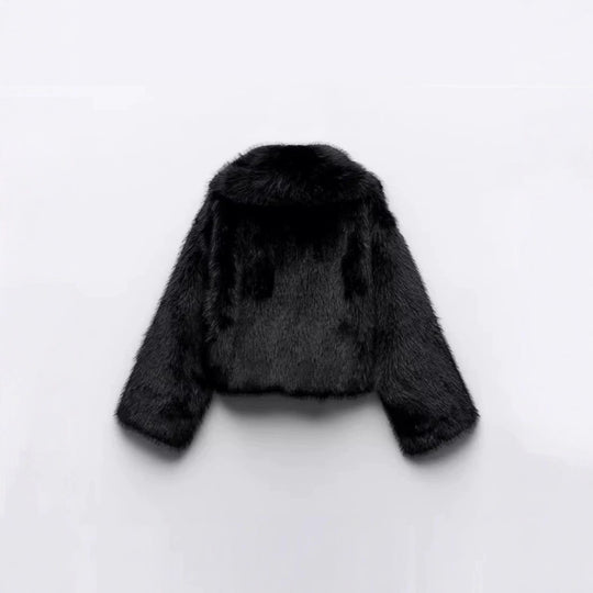 Damen Kurzer Cropped-Kunstpelzblouson mit voluminösem Schalkragen und weicher Innenfütterung Shop Nory