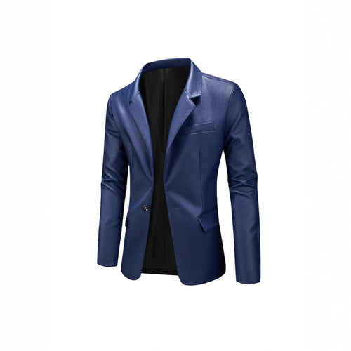 Herren Slim-Fit Ledersakko mit Ein-Knopf, klassischem Revers und Pattentaschen Shop Nory