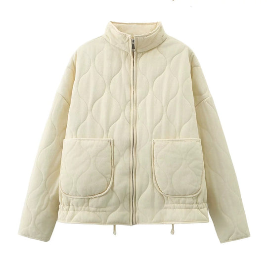 Unisex Stepp-Überjacke mit Stehkragen, aufgesetzten Taschen und Kordelzug Shop Nory