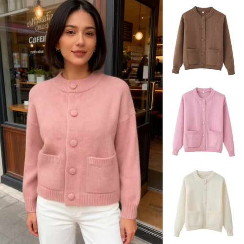 Damen Oversize-Strickcardigan mit Zierknöpfen und aufgesetzten Taschen Shop Nory