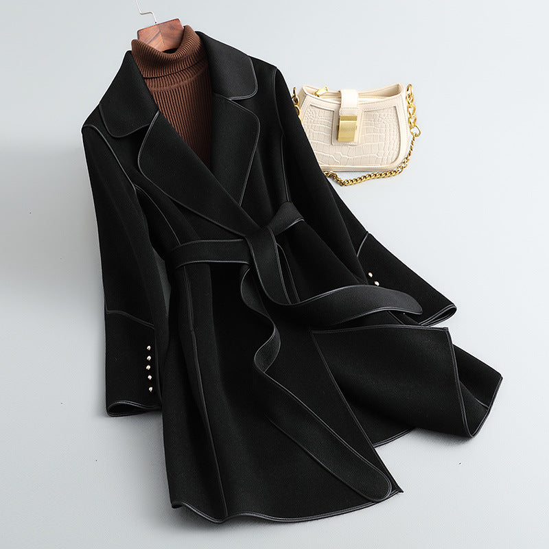 Damen Eleganter Wickelmantel mit Gürtel Shop Nory