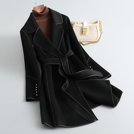 Damen Eleganter Wickelmantel mit Gürtel Shop Nory