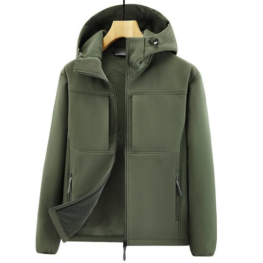 Herren Thermo-Softshelljacke mit Sherpa‑Futter, Kapuze und verdeckten Reißverschlusstaschen Shop Nory