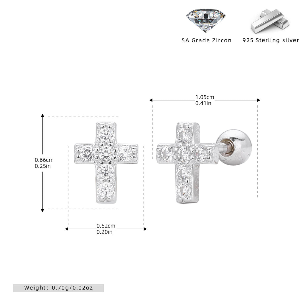 Damen Ohrstecker im stilvollen Kreuzdesign aus hochwertigem 925er Sterling Silber und funkelnden Zirkonsteinen Shop Nory