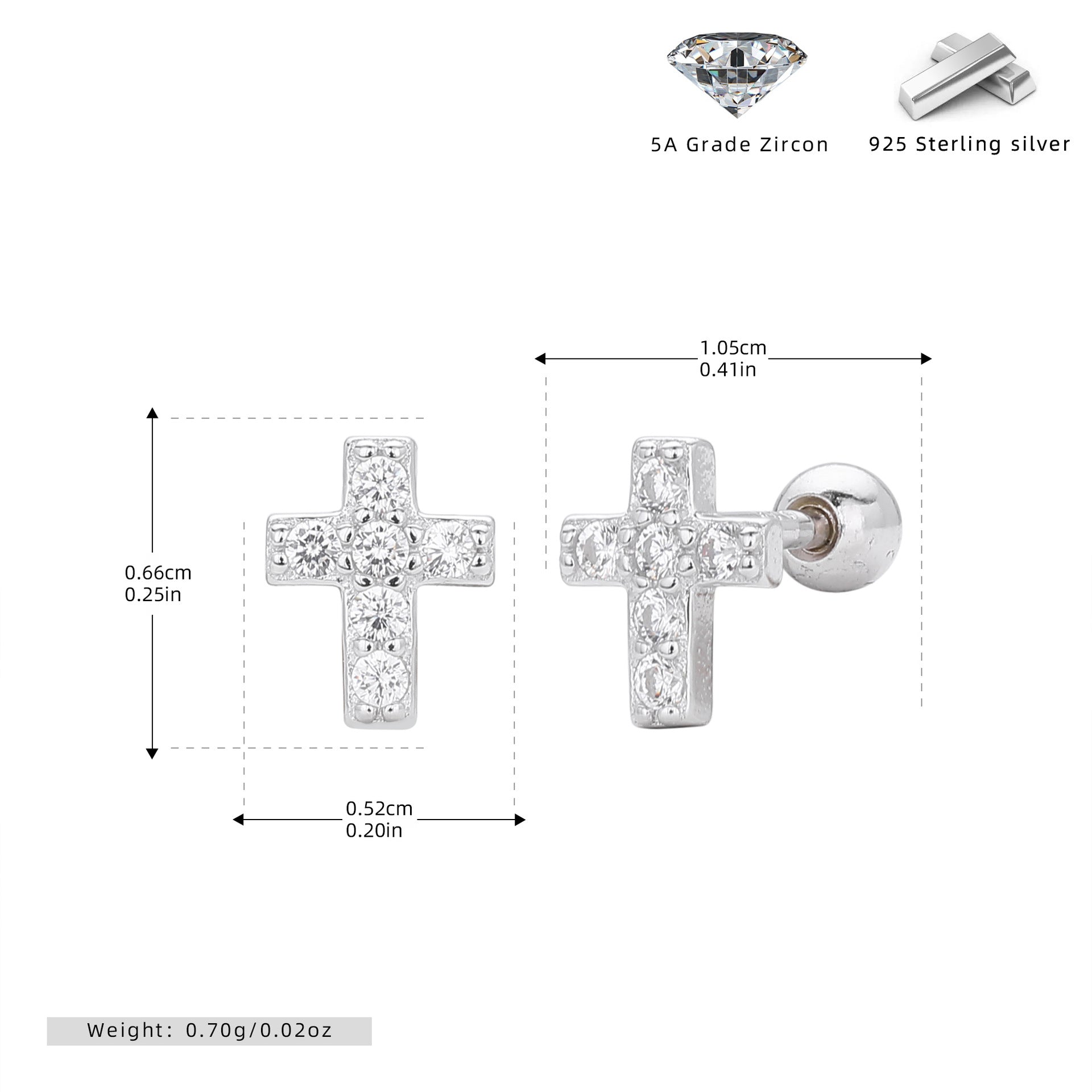 Damen Ohrstecker im stilvollen Kreuzdesign aus hochwertigem 925er Sterling Silber und funkelnden Zirkonsteinen Shop Nory