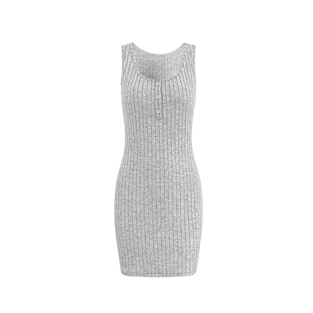 Damen Geripptes Twinset aus figurbetontem Träger-Strickkleid und Offenem Longcardigan Shop Nory