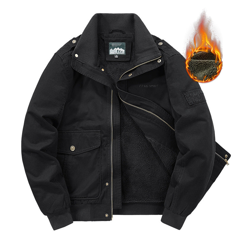 Herren Thermo-Field-Bomberjacke mit Teddyfutter, Stehkragen und Utility-Taschen Shop Nory