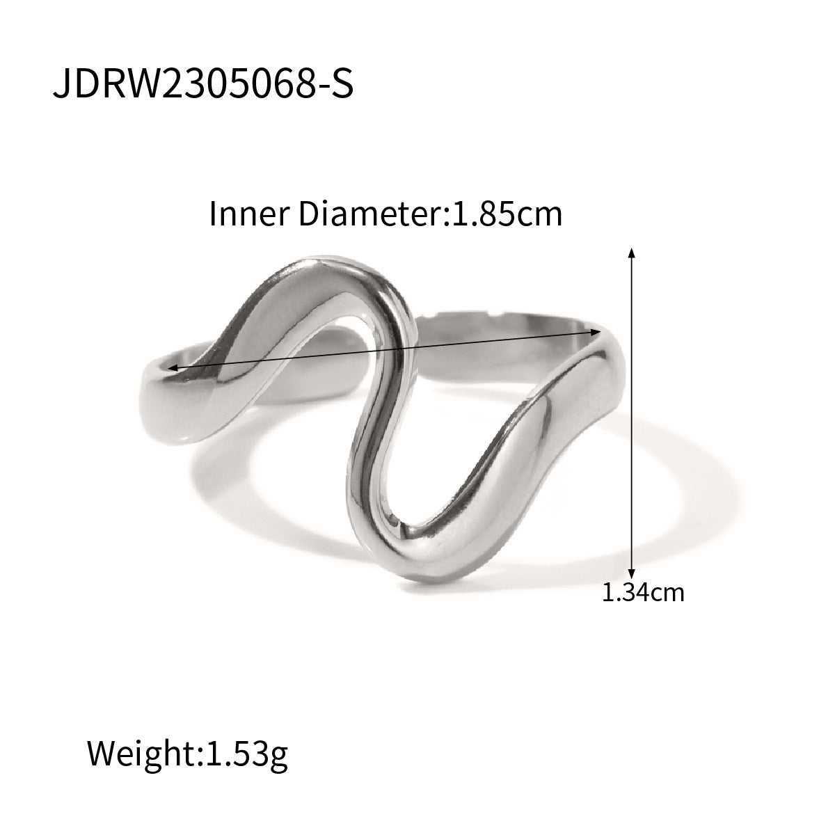 Damen Offener Ring mit modernem, geschwungenem Design und Zirkonia-Akzent Shop Nory