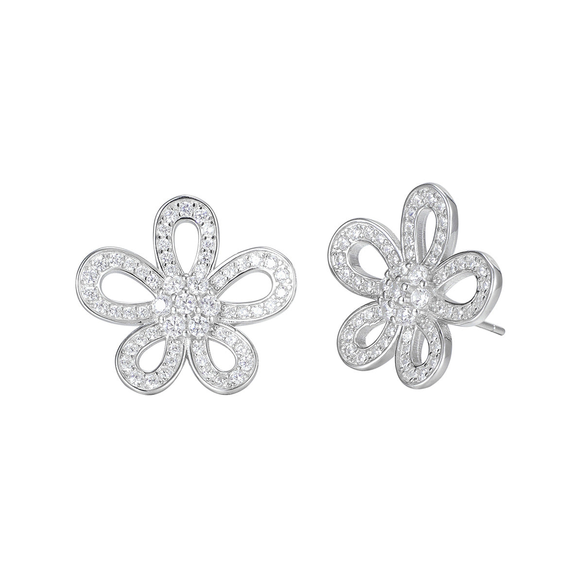 Damen Ohrstecker im floralen Design mit funkelnden Zirkonia Shop Nory