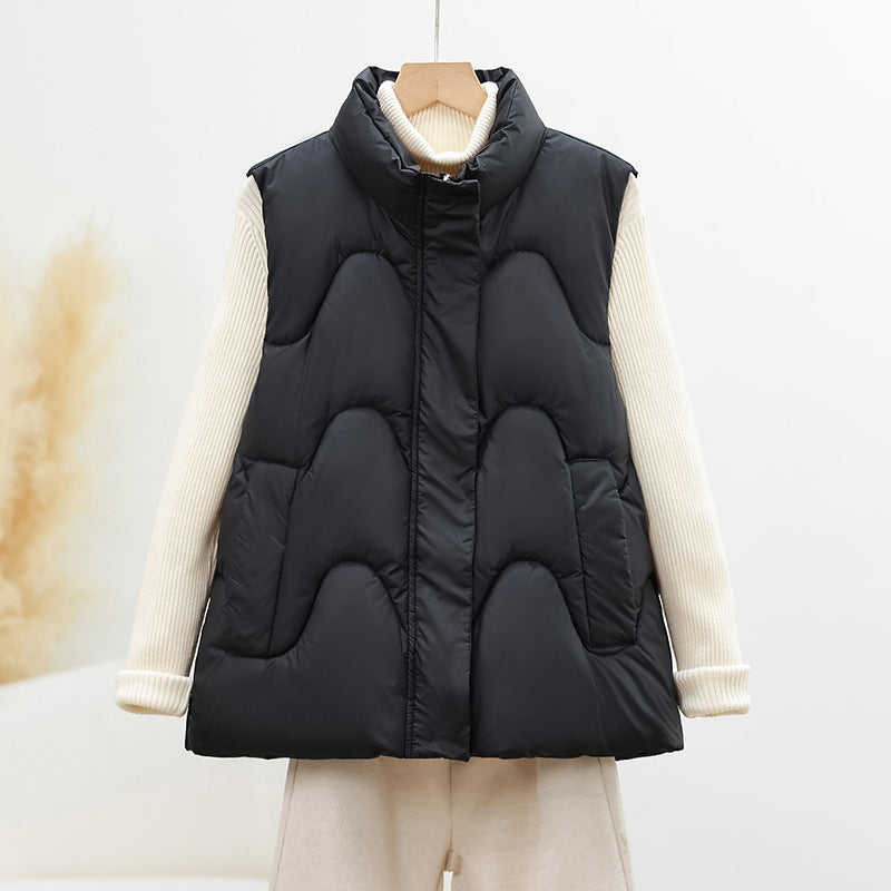 Damen nan ärmellose Steppweste mit hohem Polokragen und ergonomischer Bogensteppung Shop Nory