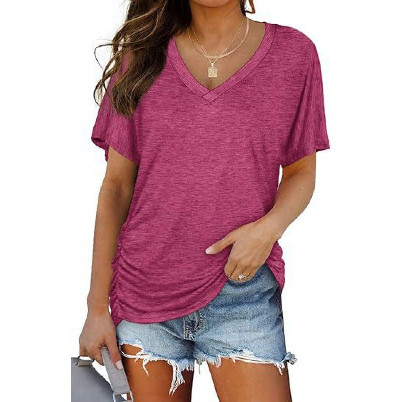 Damen V-Ausschnitt T-Shirt Aus Weichem Single Jersey