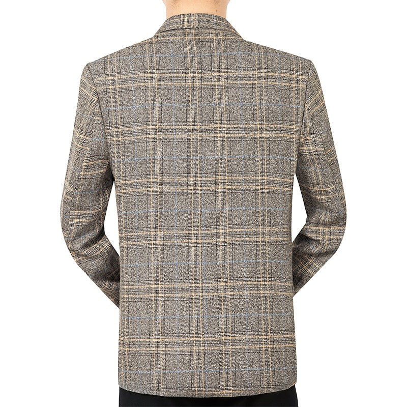 Herren Kariertes Slim-Fit Sakko mit strukturiertem Wollmix und aufgesetzten Taschen Shop Nory
