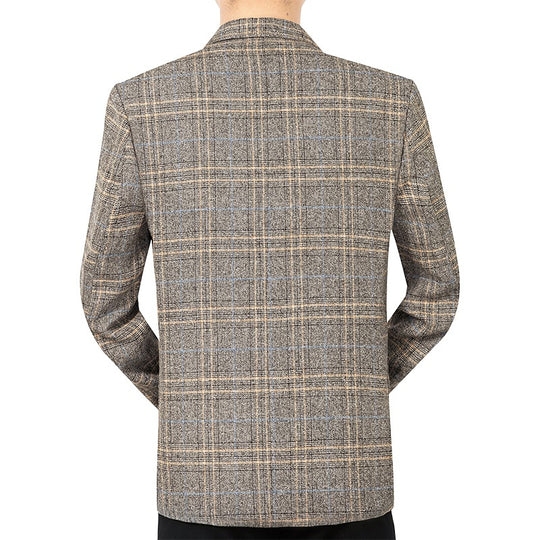 Herren Kariertes Slim-Fit Sakko mit strukturiertem Wollmix und aufgesetzten Taschen Shop Nory
