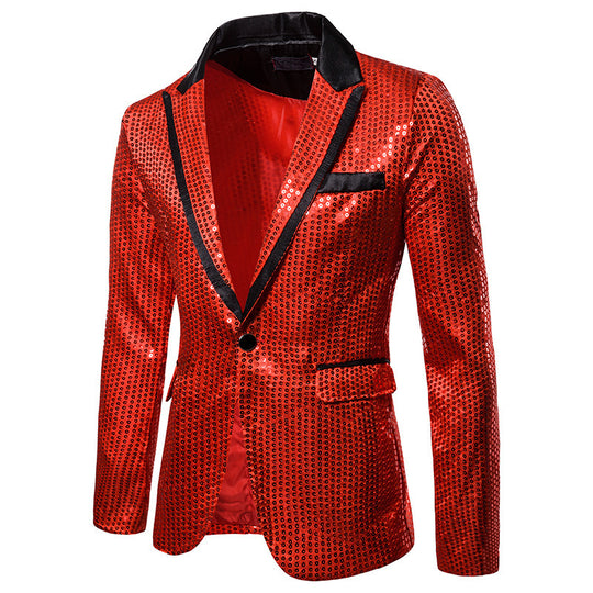 Herren Pailletten-Sakko mit kontrastierendem Revers und taillierter Silhouette Shop Nory