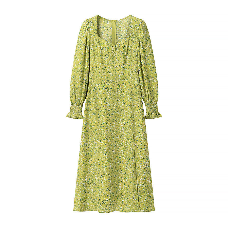 Damen Midikleid mit Herzausschnitt, gerafften Ballonärmeln und A‑Linien‑Silhouette Shop Nory